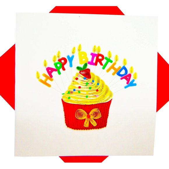 Tarjeta de felicitación GREENHANDSHAKE 15 cm x 15 cm hecha a mano con quilling