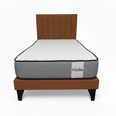 Vitelio - Cama 1 Plaza Cafe + Colchon 22 Grosor Cm