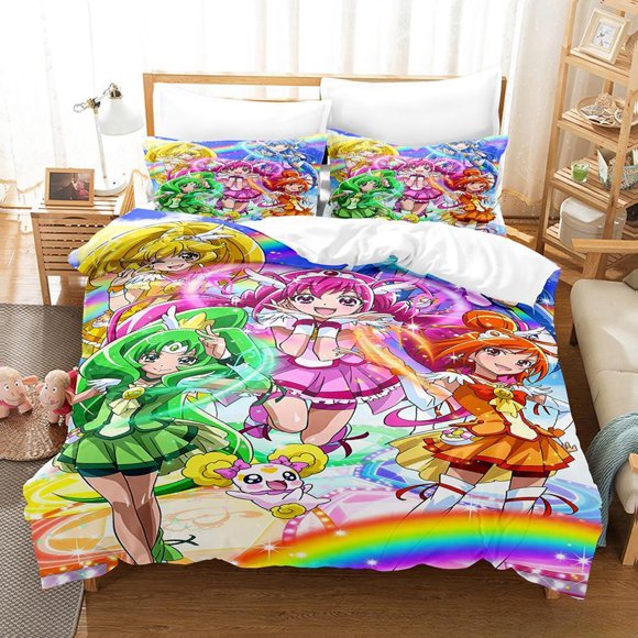 Smile PreCure! Bedding Set Single Twin Full Size Bed Set Adult Kid Bedroom Duvet cover Sets Kawaii Anime Bed Bed Sheets