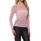 thumbnail image 1 of INSPIRE CHIC Blusa de Encaje Floral Transparente de Manga Larga con Cuello Alto para Mujer M Rosa Empolvado, 1 of 6