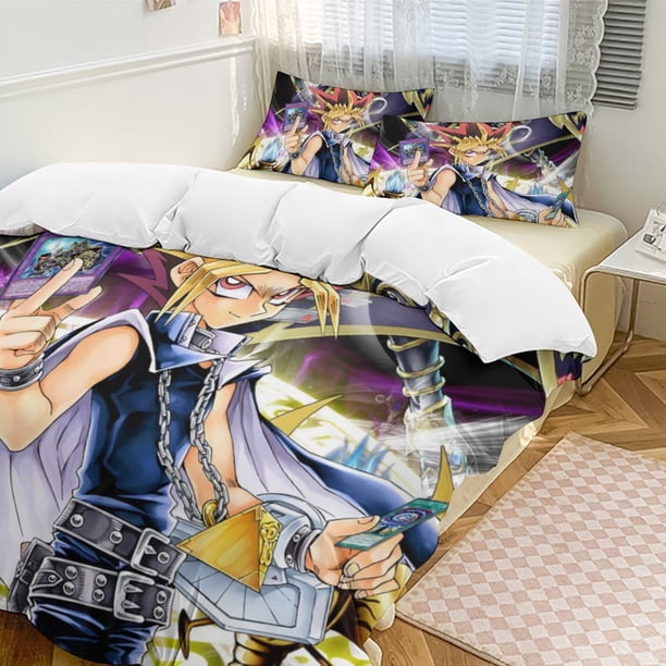 Yu-Gi-Oh 3-Piece Bedding Set Warm And Comfortable Soft Duvet Cover Bed Set for Boys Girls Kids Adult Bedroom All Season
