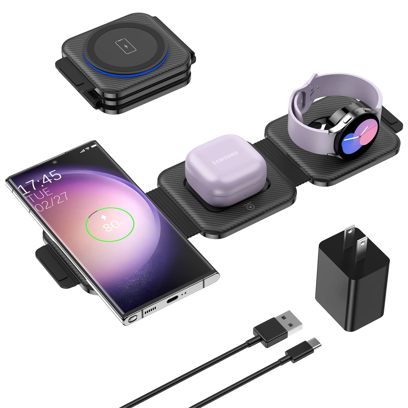 Cargador De Viaje Fanisic 3 En 1 Inalámbrico Para Dispositivos Samsung