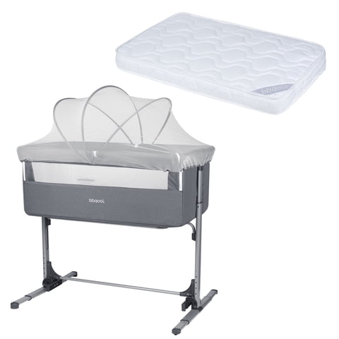 Bbqool - Cuna Colecho Mecedora Mosquitero Next2Us Grey + Colchón