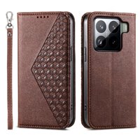 Funda Flip Foxdock Para Xiaomi 15 , Estilo Billetera Con Diseño Rombo, Correa De Mano Y Soporte, Uso Diario