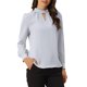 thumbnail image 1 of INSPIRE CHIC Blusa de Mujer con Cuello Alto, Pliegues, Botón de Ojal y Botón M Púrpura-Gris, 1 of 6