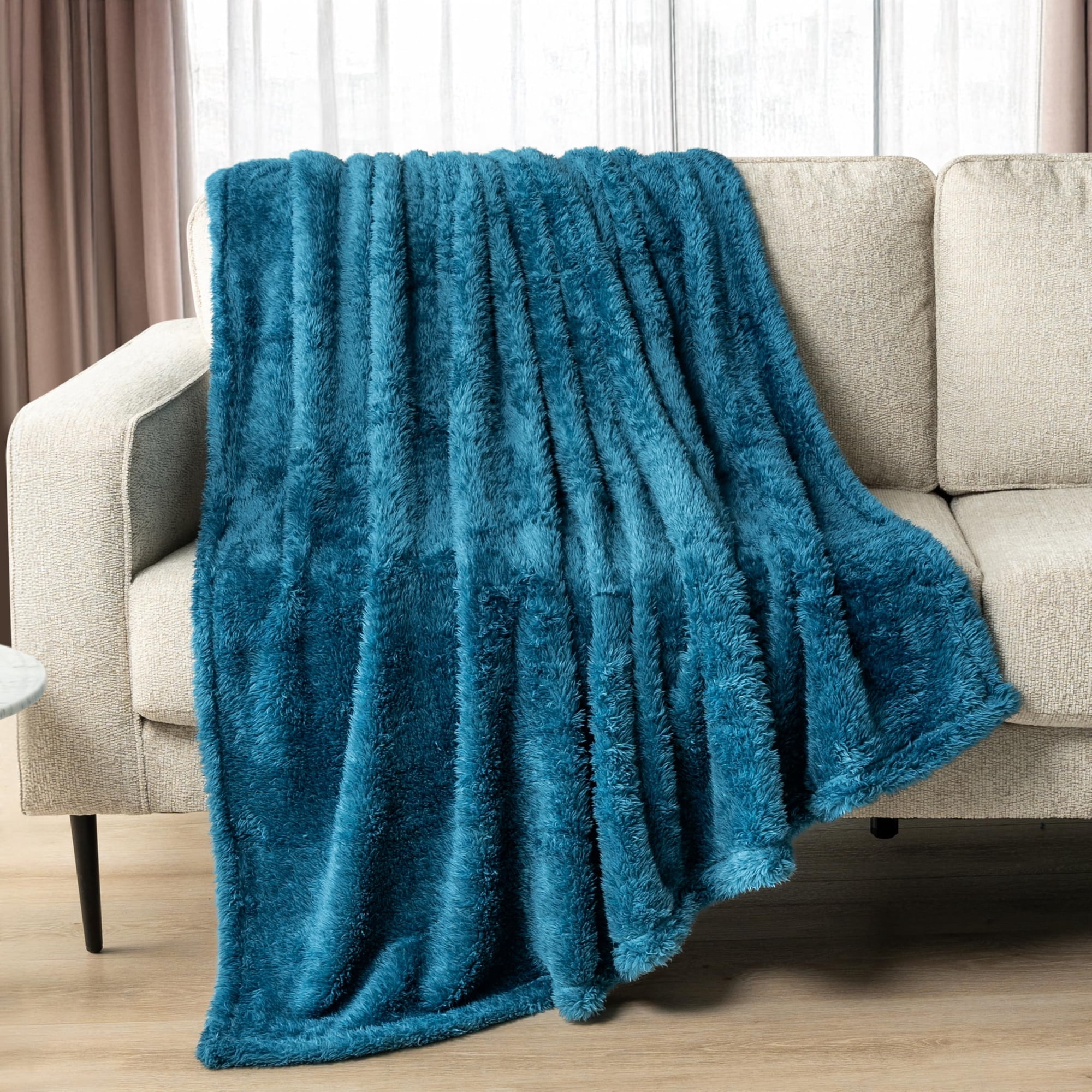 Manta Pavilia Sherpa De Forro Polar Azul Turquesa, 150 X 200 Cm