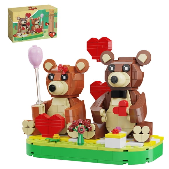 Set de construcción Yuorangenet Oso café para San Valentín, 402 piezas