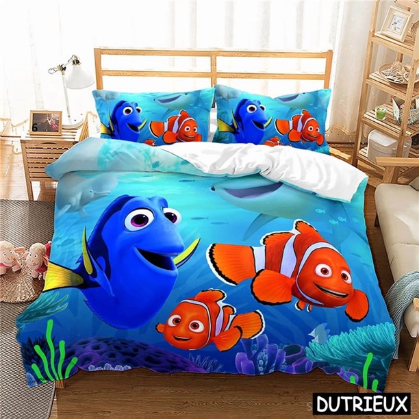 Cartoon Finding Nemo Duvet Cover Set Ocean Life 3D Bedding Set Quilt Cover With Pillowcase Set Bedclothes For Kids Boys