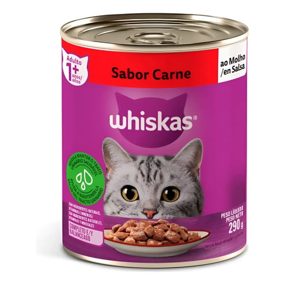 Pack 6 Latas Whiskas Alimento Húmedo Gato Adulto Sabor Carne