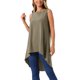 thumbnail image 4 of INSPIRE CHIC Blusa sin mangas para mujer con cuello redondo, dobladillo asimétrico, ajuste holgado, túnica casual de alto bajo, verde oliva oscuro L, 4 of 5