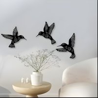 Genérico - Cuadro Decorativo Colibrí Mdf Negro