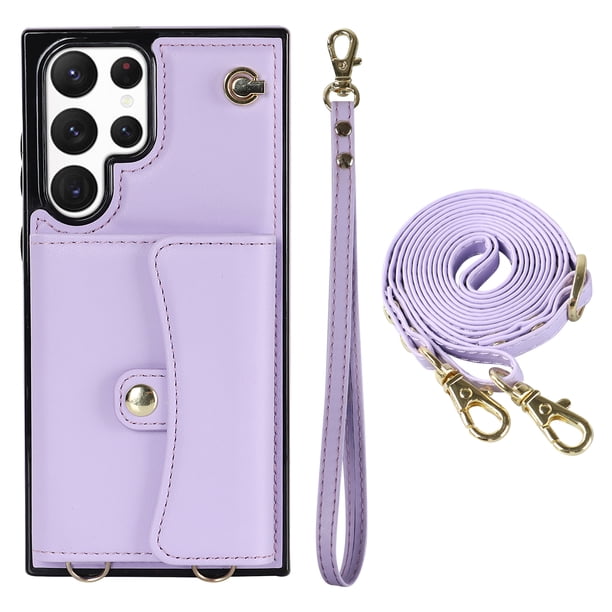 Crossbody PU Leather Phone Case For Samsung Galaxy S23 S22 Plus Note 20 Ultra Wallet Card Slots Magnetic Lanyard Cover