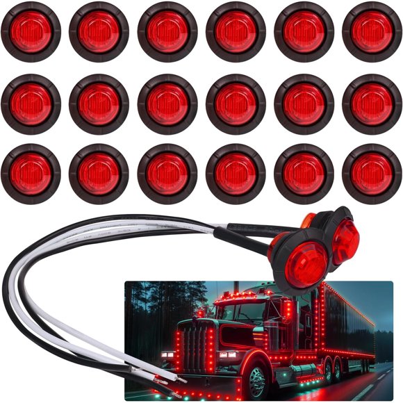 TMH Pack of 20 3/4 Inch Mount Red LED Clearance Bullet Markers