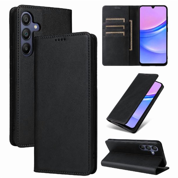 Funda Cartera para Samsung Galaxy A16 5G con Ranuras Tarjetas y Soporte - Protección Completa Negro