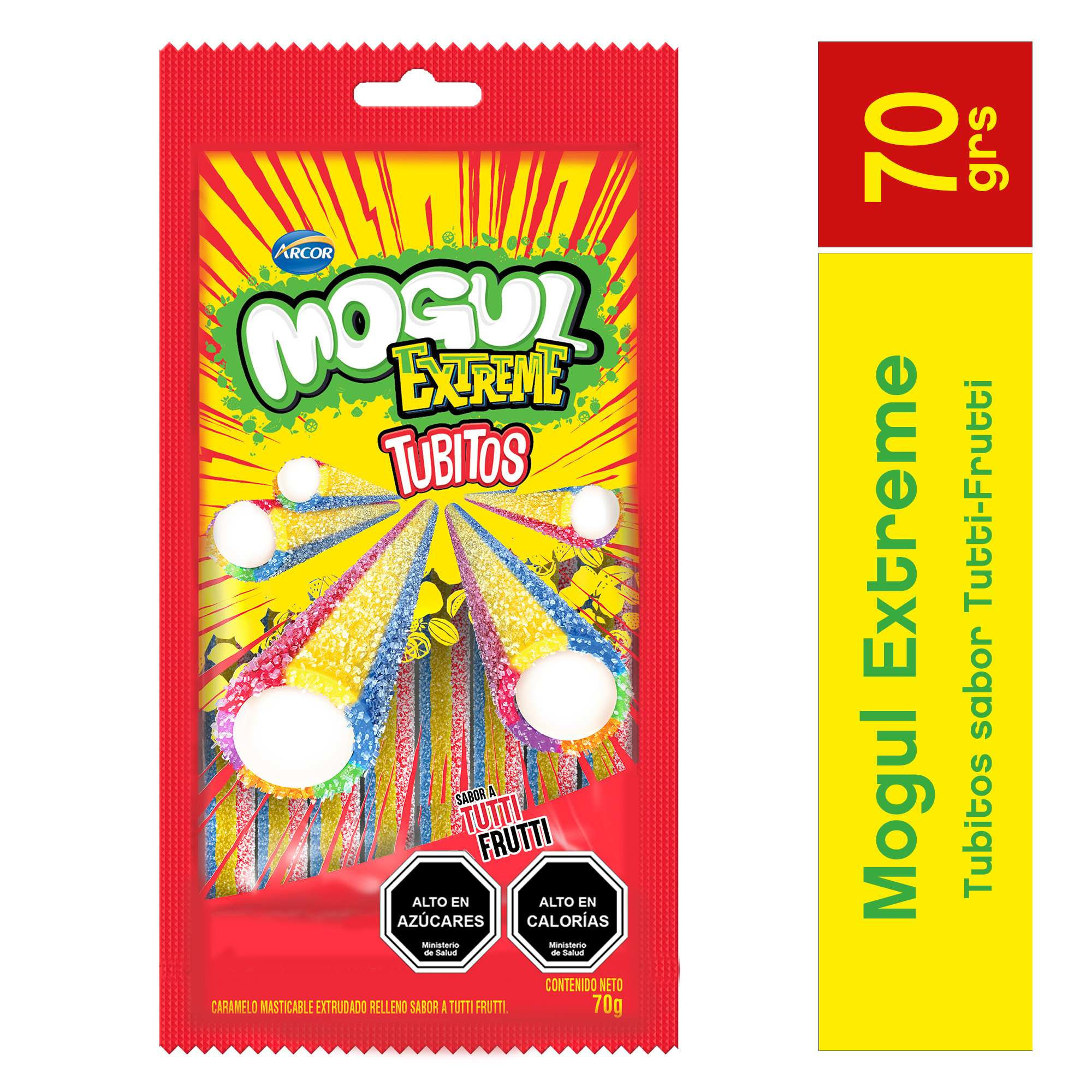 Tubitos Mogul Tutti Frutti 70 g Arcor