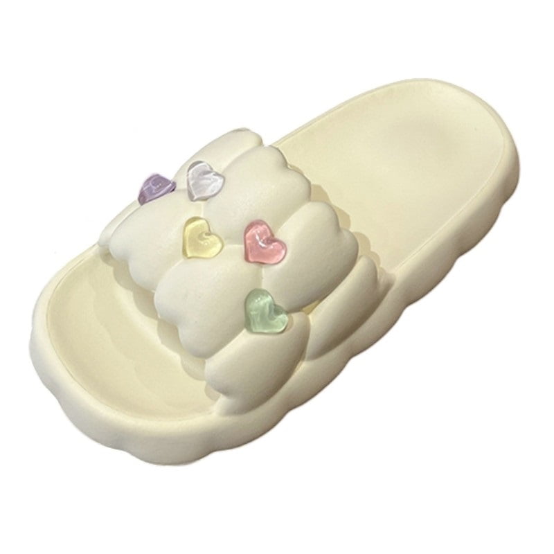 El Edén - Sandalias, Chalas Para Mujer Con Adornos De Corazones Color Blanco Talla 40-41