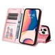thumbnail image 2 of Funda tipo cartera FOXDOCK para iPhone 14 Pro Max , diseño girasol en relieve, cuero PU, cierre magnético, soporte y tarjetero, 2 of 5
