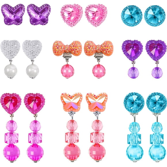 Set de pendientes con clip Hicarer Girls Pretend Princess x9