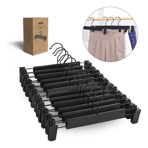 Colgadores De Pinza Para Pantalon Homely Ganchos Ropa 30 U Negro