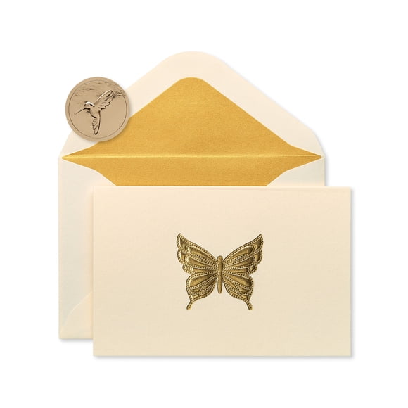 Tarjetas en blanco Papyrus 14 unidades Mariposa dorada