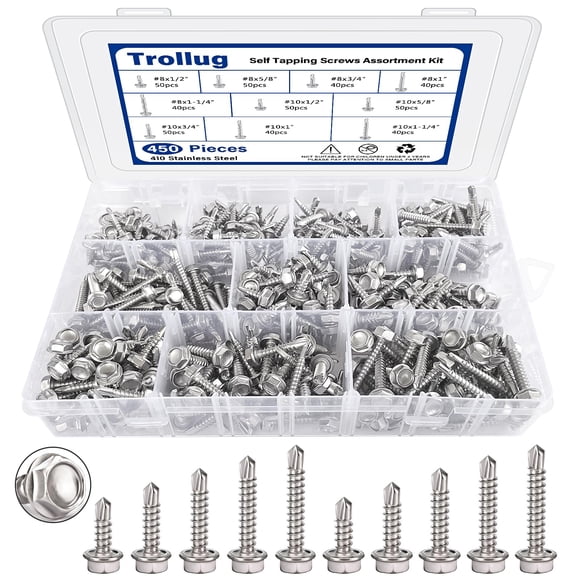 Tornillos Autorroscantes 410 De Acero Inoxidable 450 Piezas