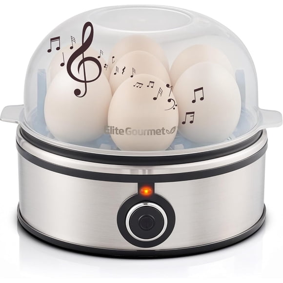 Elite Gourmet 7Egg Egg Cooker, SoftHard Boiled, Poach Om