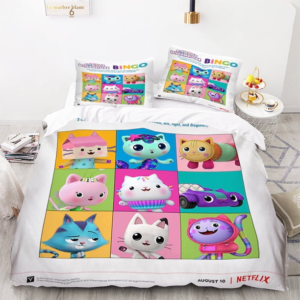 Dollhouse Cat-tastic Bedding Set Duvet Cover Pillowcase 3-Piece Bedding Set (1 Duvet Cover + 2 Pillow Shams)