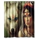 thumbnail image 1 of Cortina de ducha con diseño de chica, guerrero, lobo y lanza, con ganchos, tamaño 60 x 72 pulgadas, 1 of 3