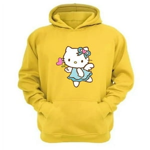 Genérico - Polerón Canguro Gatita Kitty Amarillo Talla Xs Unisex