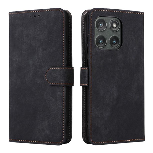 Funda Billetera para Motorola Moto Edge gen 6 con Soporte - Cartera de Cuero con Ranuras Negro
