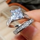 thumbnail image 2 of 2pcs Luxury Couple Ring Silver Plated Inlaid Elegant Square Shape Zircon Perfect Engagement Wedding Jewelry For New Couple Gift For Your Girl Show That You Will Love Her Evermore, 2 of 3