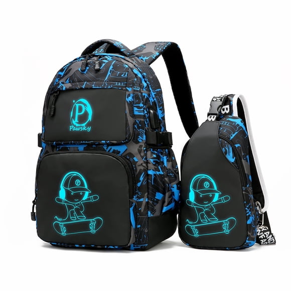 Mochila Pawsky Anime Luminosa con Carga USB 46 × 30 × 14 cm Azul