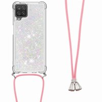 Funda Foxdock Para Samsung Galaxy A12 Con Cuerda Ajustable, Brillo Líquido, Protección Antigolpes Y Lente – Ideal Para Regalo