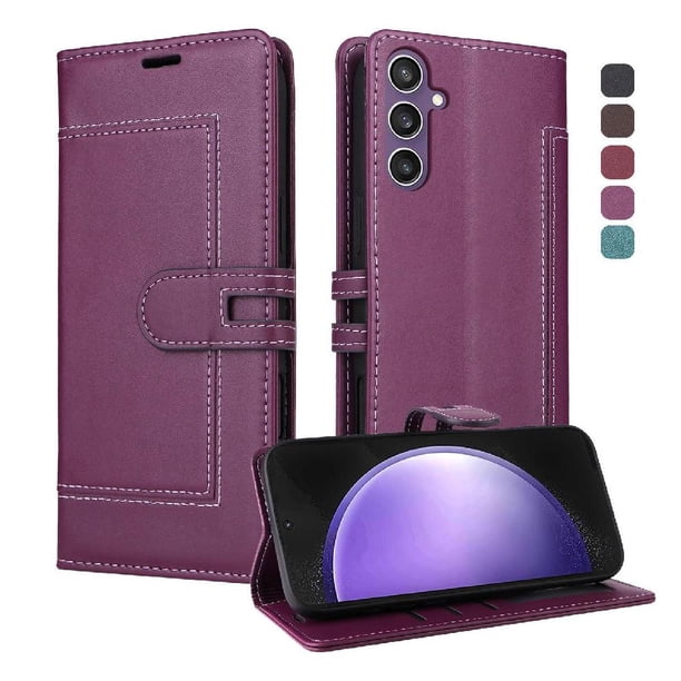 Premium Wallet Case for Samsung Galaxy S25 FE with Card Slots & Kickstand, Flip Cover Purple