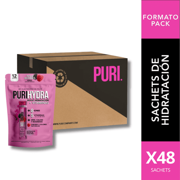 PuriHydra- Isotónica sabor Berries 6g. / Caja 48 sachets