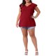 thumbnail image 2 of Agnes Orinda Blusas de Verano para Mujer Tallas Grandes con Cuello en V Entallado y Mangas con Volantes Casual 1X Rojo Vino, 2 of 6