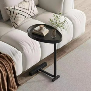 Santú Home & Deco - Mesa Auxiliar Lateral De Pedestal Negro