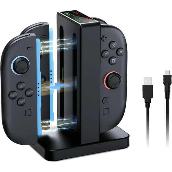 Cargador AARONMEI Dock Para Controladores Joy-Cons Nintendo Switch 2 USB-C Negro