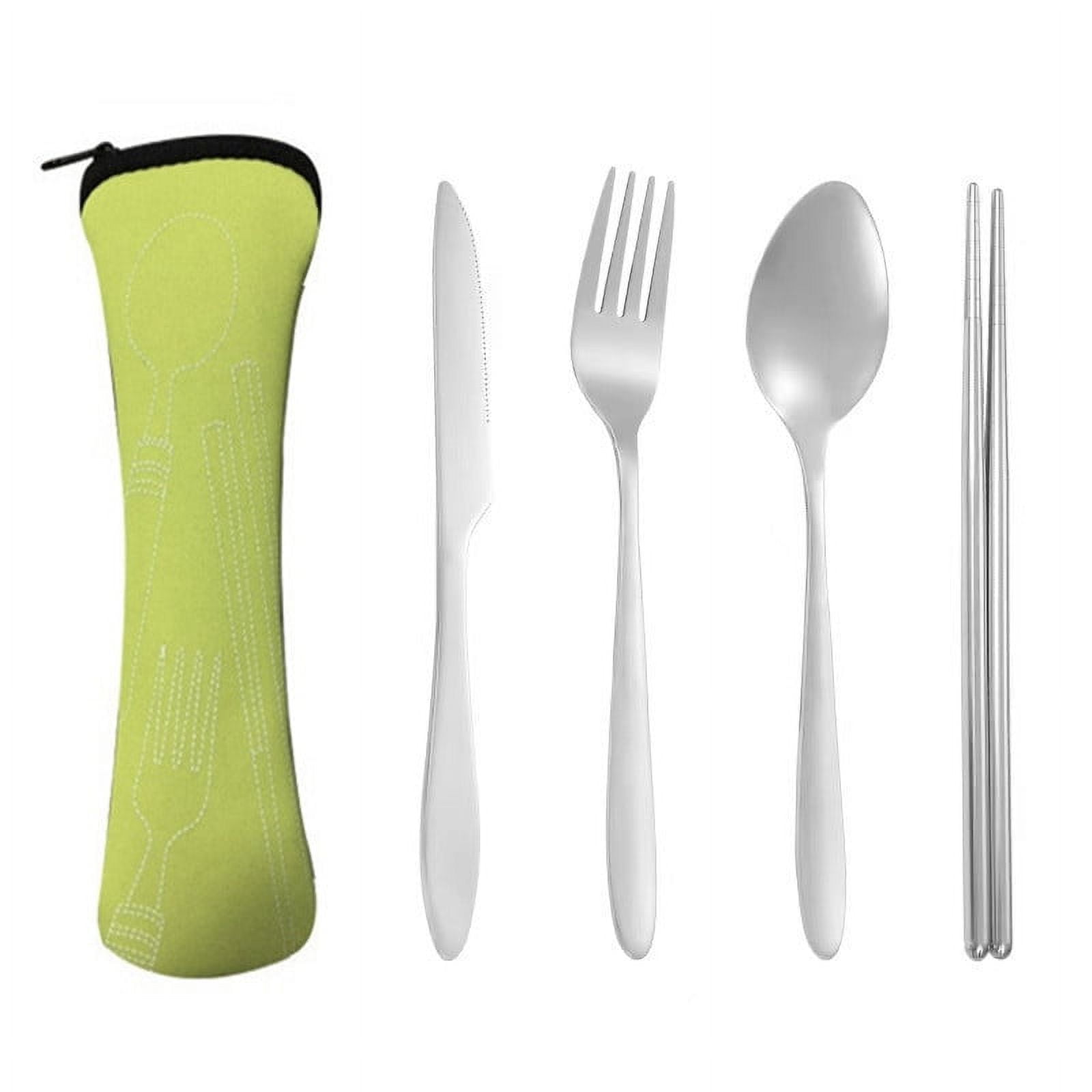 Xmhytop Juego De 4 Piezas Cubiertos De Cocina De Amarillo Verde Con Bolsa De Almacenamiento, Acero Inoxidable, Moderno Y Funcional