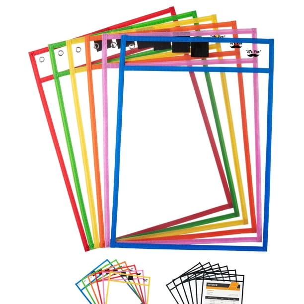 Sobres reutilizables de borrado en seco Mr. Pen 25 × 36 cm, paquete de 6 colores