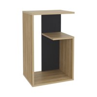 Fmfurniture - Mesa Lateral 63,4X39,8X30 Cm Cafe Claro Y Negro
