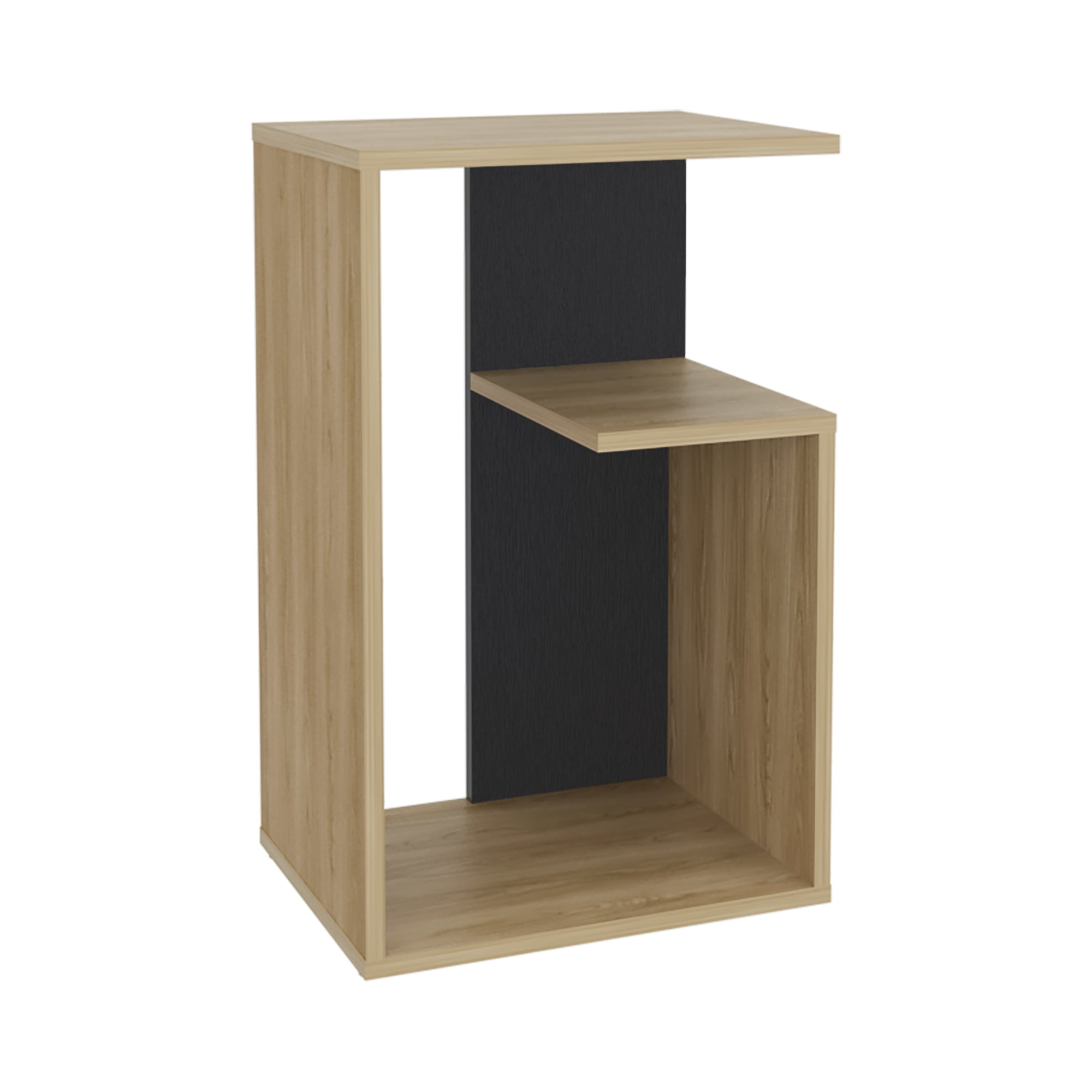Fmfurniture - Mesa Lateral 63,4x39,8x30 Cm Cafe Claro Y Negro