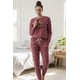 thumbnail image 4 of Pijama Franela Mujer Estampado Flor de Loto Burdeo terracota XL, 4 of 8