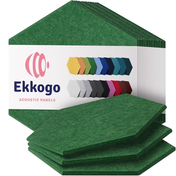 Paneles de pared insonorizados Ekkogo, paquete de 12 unidades, de alta densidad, color verde oscuro