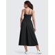 thumbnail image 3 of Vestido CRZ YOGA Maxi sin mangas con escote cuadrado Negro Mediano, 3 of 7