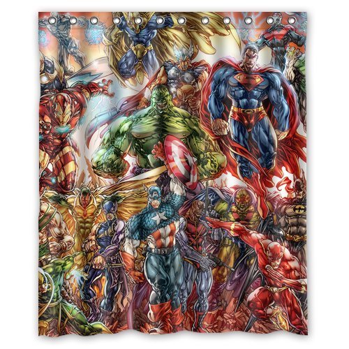 Pinghai - Cortina De Ducha De Capitán América, Hulk, Spider-Man, Juego De Cortina De Baño Con Ganchos, Tamaño 60 X 72 Pulgadas