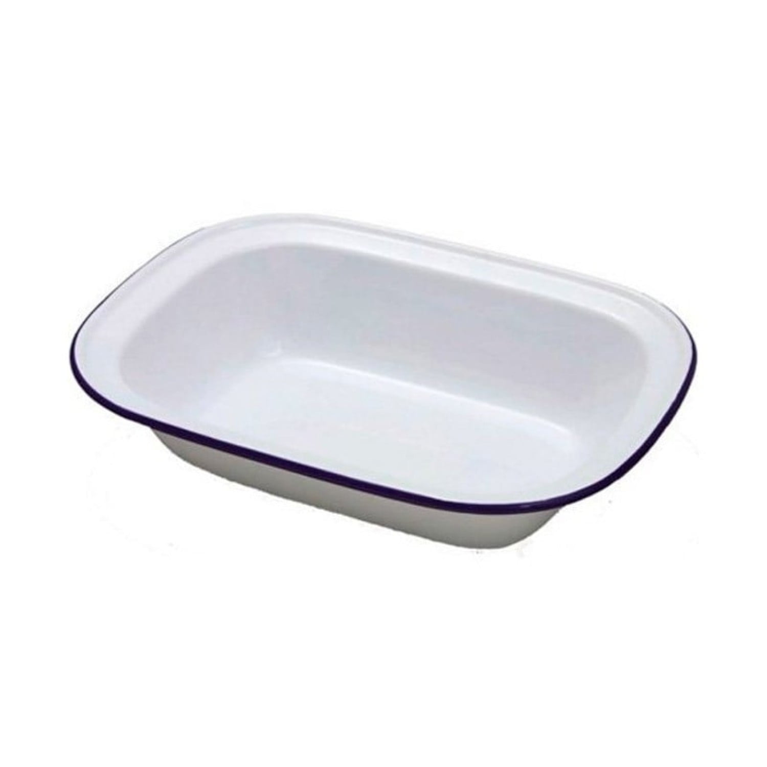 Fuente Rectangular Acero Esmaltado Blanco Y Azul 20cm Ibili