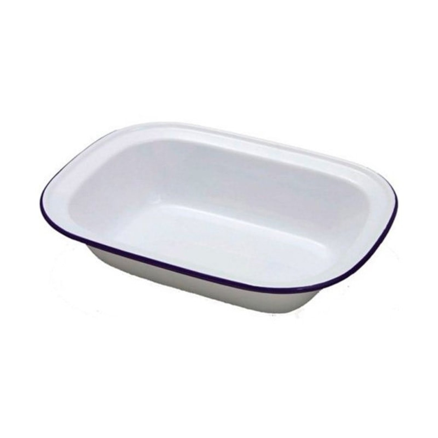 Fuente Rectangular Acero Esmaltado Blanco Y Azul 20Cm Ibili