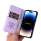 thumbnail image 4 of Funda Billetera de Cuero para iPhone 15 Pro con Tarjetero y Soporte - Tapa Magnética Morado, 4 of 6