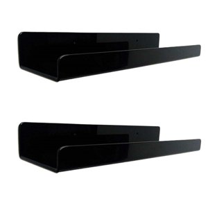 Magideal - Estantes De Pared Acrílicos Flotantes, Estanterías Montadas En La Pared, Estantes De Almacenamiento De Pared, Estantes Flotantes Para Habitación De Ni Negro